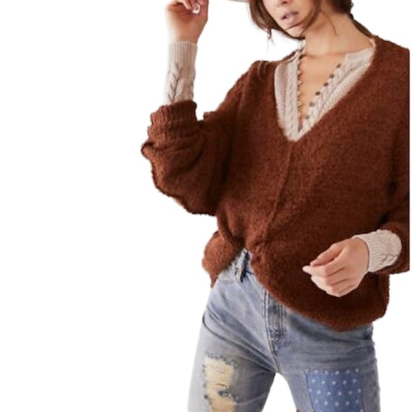 Free People Fuzzy V-Neck Sweater NWT - Picture 5 of 14